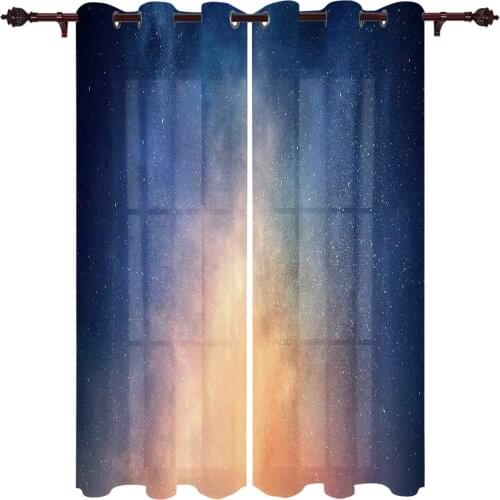 Outdoor Curtains Starry Sky Golden Yellow Bright Living Room Kitchen Curtain Drape For Patio Garden Gazebo Yard Valance Cutains