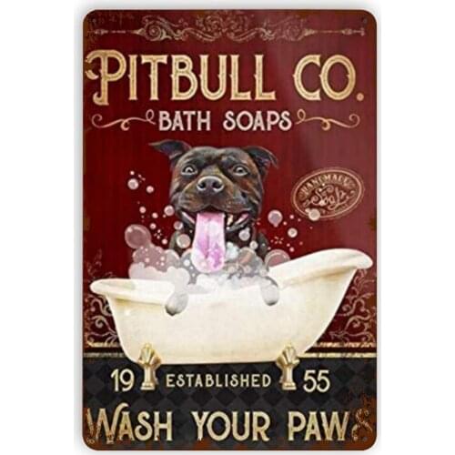 Dog Bath Soap Company Retro Metal Tin Signs, Vintage Style Sign Wall Plaque Art Decoration Mural Funny Gifts for Cafes Bar