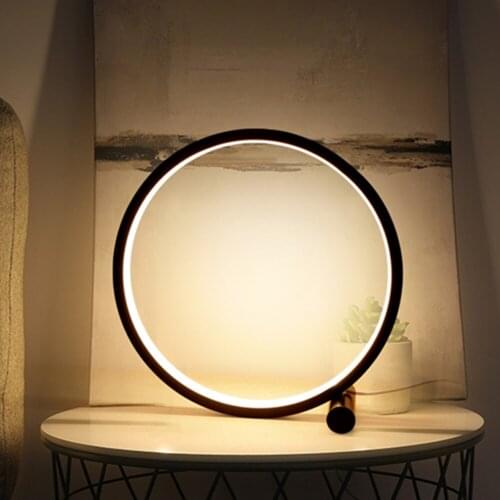 LED Table Lamp For Bedroom Circular Acrylic Desk Lamp For Living Room Black/White Touch Dimmable Bedside Lamp Round Night Light