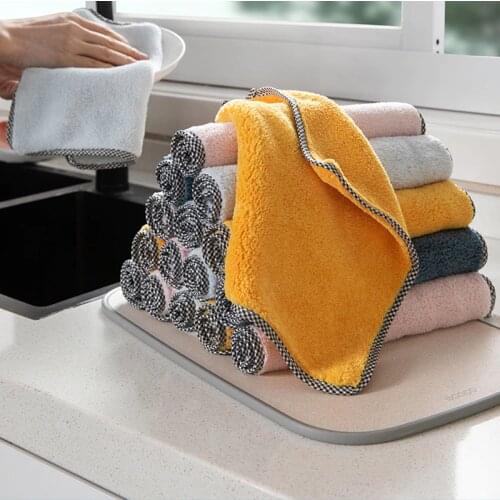 Nonstick Oil Wiping Rags Kitchen Efficient Super Absorbent Microfiber Cleaning Cloth Washing Dish Kitchen Cleaning Towel