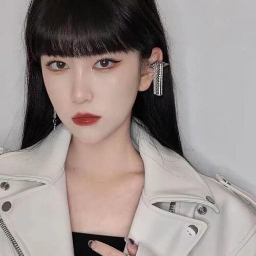 Exaggerate Fashion 2021 New Trend Luxury Women Earring High Class Unusual Rhombus Zircon Tassels Drop Dangle Earrings Ear Clip