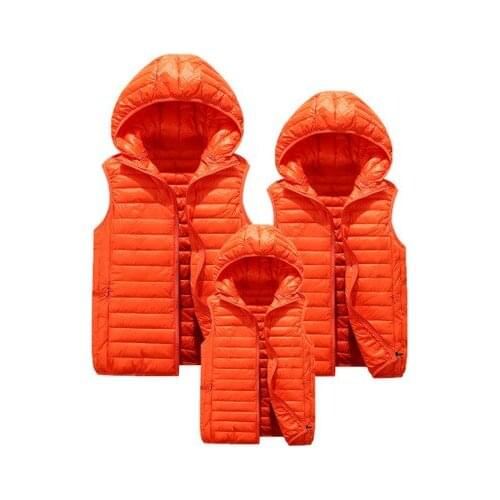 Men Woman child Winter Vest Family Warm Sleeveless Jacket Coat Male Cotton Waistcoat Casual Parkas Outwear Female Vests Parka