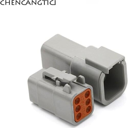 2 Sets 6 Pin Way DTM Deutsch AWG Auto Waterproof Electrical Connector Enhanced Seal Shrink Boot Adapter Plug DTM04-6P DTM06-6S