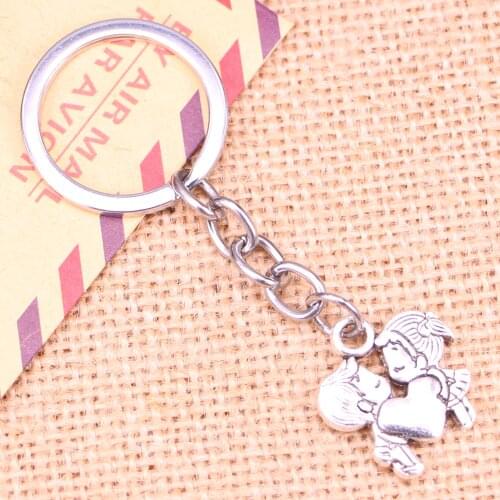20pcs New Fashion Keychain 22*21 mm heart lover sweetheart Pendants DIY Men Jewelry Car Key Chain Ring Holder Souvenir For Gift