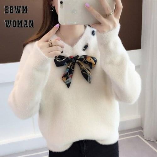 2019 4 Colors Can Choose Women Sweater Soft Fluff Winter Sweet Female Sweaters