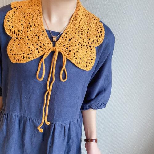 2021 Girls Fake Collars Shawl False Collar Shirt Women Hollow Crochet Detachable Collar Sweater Half Shirt Faux Col