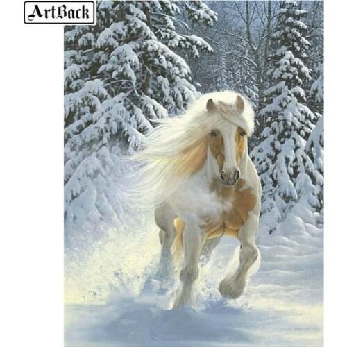 5d diamond painting horse cedar full square / round diamond mosaic animal winter landscape handmade diamond embroidery crafts