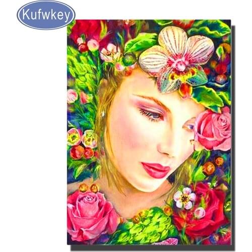 5D DIY Diamond Painting Flower Woman Face Full Square Round Resin Cross Stitch Embroidery Mosaic Portrait Home Wall Decor