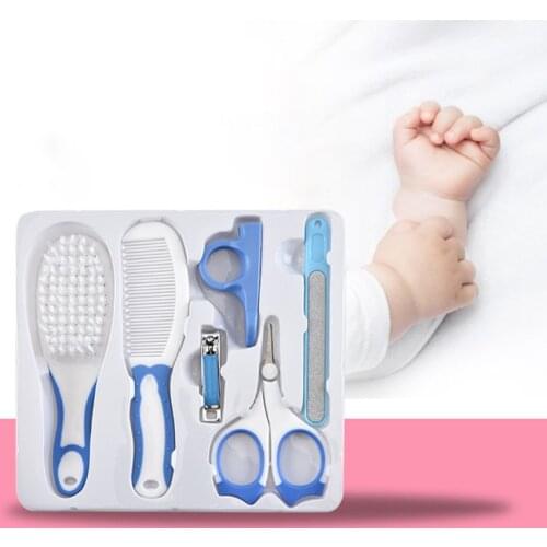 6 Pcs Newborn Baby Nail Hair Daily Care Kit Infant Kids Grooming Brush Comb and Manicure Home Set