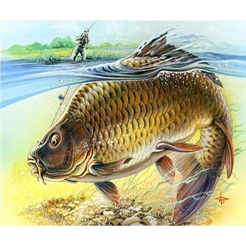 5D DIY Full Square Round Resin Diamond Painting "Catch The Big Fish" Cross Stitch Embroidery Mosaic New Arrival Fall Decor