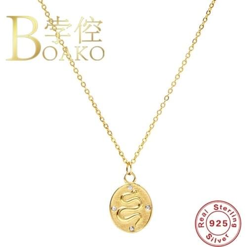 BOAKO Ins Snake Pendant 925 Sterling Silver Necklaces For Women Fine Jewelry Chain Choker Necklace Collares Bijoux Neck Chain