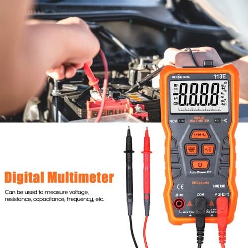 RM113E NCV Digital Multimeter 6000 Counts Auto Ranging AC/DC Voltage Temperature Measuring Meter Backlight Large Screen