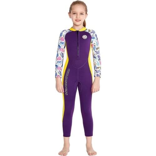 2mm Neoprene Surfing Wetsuit For Girls Children Underwater Colorful Diving Suit Swimsuits Kids Scuba Swimwear Thick Bathing Suit
