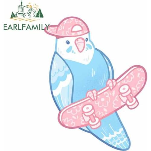 EARLFAMILY 13cm x 9.9cm for Pink And Blue Coo Bird Cartoon Car Sticker Vinyl Car Wrap Decal Auto Trunk Waterproof Sunscreen