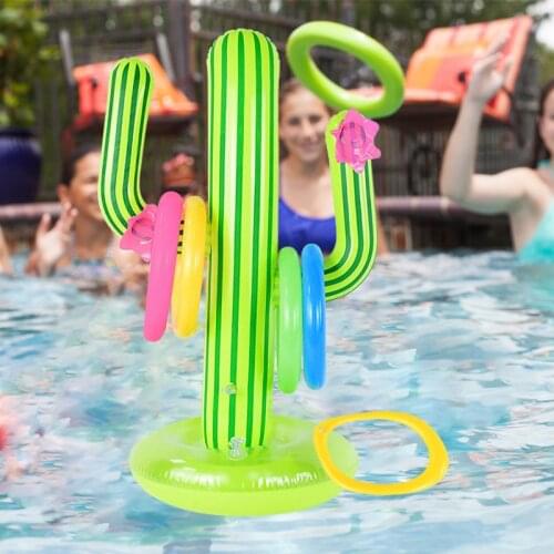 Cactus Swimming Pool Toss Games With 4 Ring Summer Cactus Dice Balloon Toy For Kids Outdoor Wedding Hawaiii Party Game Supplies