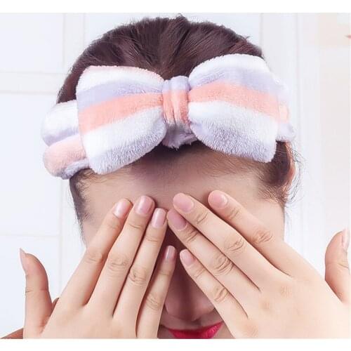 Coral Fleece Hairbow Cross Headband For Wash Face Makeup Lady Cosmetic Hairband Elastic Soft Turban Hair Accessories