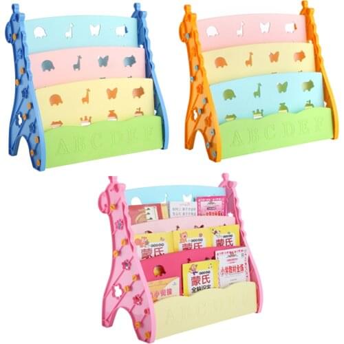 Colorful kids book storage and display cabinet, baby children bookshelf