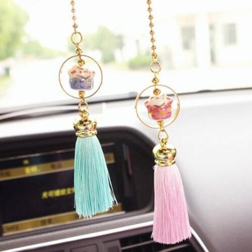 MR TEA Car Pendant Lucky Cat Decorations Hanging Ornaments Automobile Rear View Mirror Interior Car Accesories Cute Gifts