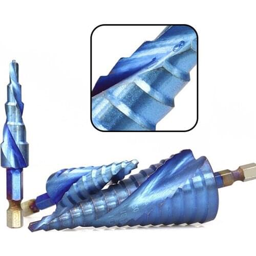 3pcs HSS Straight Groove Step Drill Bit Set 4-12mm 4-20mm 4-32mm Titanium Coated Metal Hole Cutter Core Drill Bits