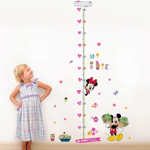 Disney Minnie Mickey 25*70cm Height Measure Wall Stickers Bedroom Home Decor Cartoon Growth Chart Decals Pvc Wallpaper