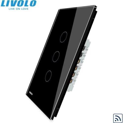 LIVOLO US Standard Wall Remote Wireless Switch,110~250V,Touch Glass Panel, 3Gang 1Way Sensor,Backlight Display