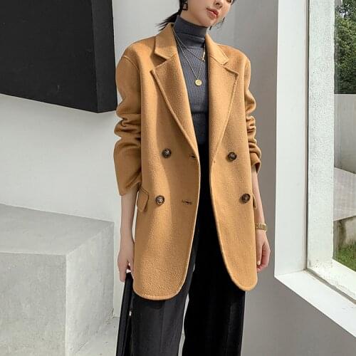 Autumn and winter new fashion cashmere water ripple coat short womens warm coat wool