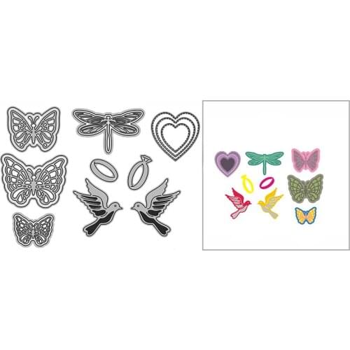New Love Bird Butterfly Heart Ring Craft Embossing 2021 Metal Cutting Dies for DIY Decor Scrapbooking Album Card Making No Stamp