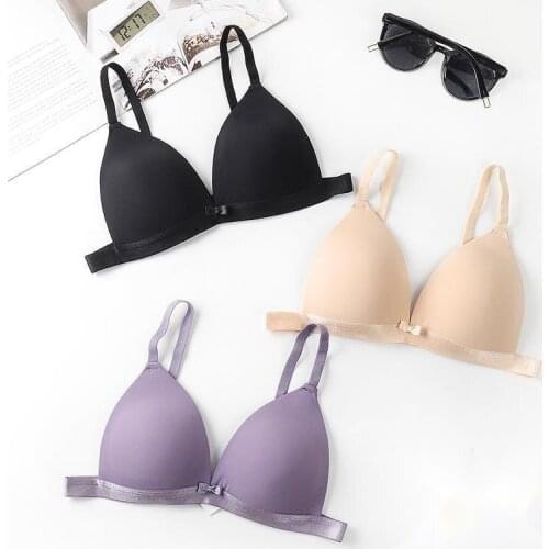 Solid Color Women’s Bra Lingerie Sexy Triangle Thin Bodysuit Underwear Adjustable Active Seamless Bra Push Up Bralette Sports