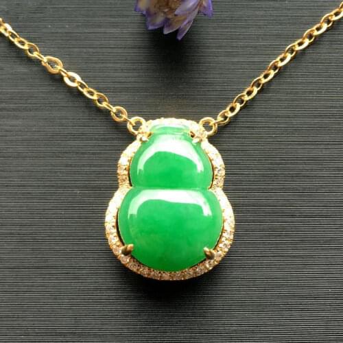 Original design natural jasper gourd diamond pendant necklace Chinese style retro light luxury craft charm female silver jewelry