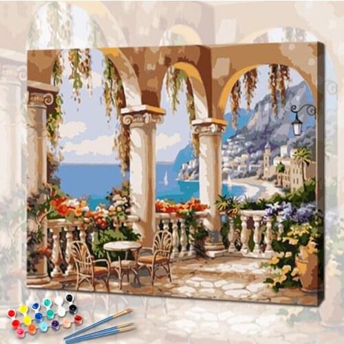 PhotoCustom Paint By Numbers Kits On Canvas Garden Scenery DIY Frame 60x75cm Oil Painting By Numbers Handpaint Home Decor