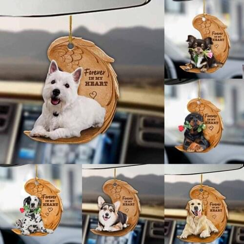 Angel Wing Animal Car Hanging Pendant Ornament Dog Figure Car Interior Decor Animal Acrylic Pendant Kids Toy Gift