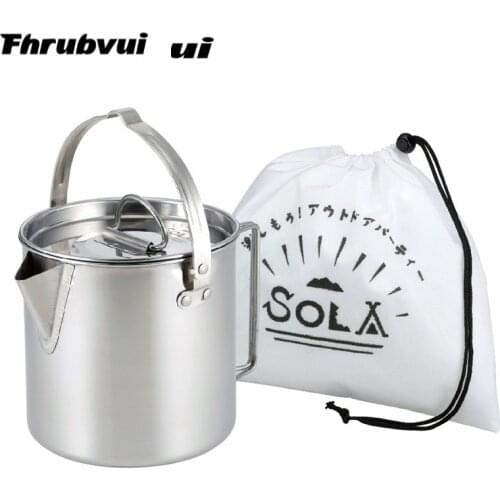 1.2L Outdoor Stainless Steel Kettle Picnic Camping Hanging Pot Portable Coffee Pot Teapot Camping Cooker for Hiking Camping Trip