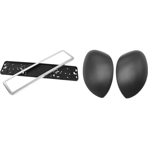 Car License Plate Frame Number Plate Holder with Car Mirror Cover Rearview Mirror Cover Rear View Cap Accessories