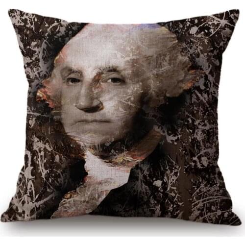 Roosevelt Washington Cushion Covers United States Vintage Style jimi David Self Portrait Cushion Cover Cotton Linen Pillow Case
