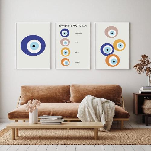 Evil Eye Poster Minimalist Spiritual Art Print Vintage Mid Century Canvas Painting Modern Wall Picture Living Room Home Decor