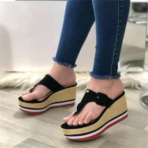 Woman Slippers 2021 New Wedges Heels Women Sandals Summer Platform Female Shoes Ladies Slides Mujer Buckle Flip Flops