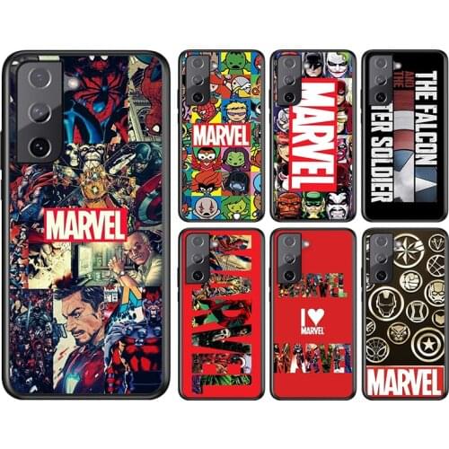 Silicone Soft Cover Marvel Avengers Logo For Samsung Galaxy S21 S20FE S10 S10e S9 S8 S7 S6 Ultra Plus Lite Edge 5G Phone Case
