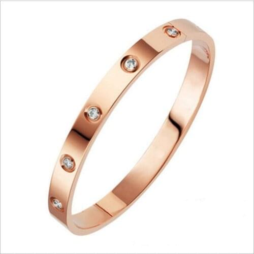 Trendy Stainless Steel Luxury Brand Bangle Bracelet Woman Man Rose Gold Color Wristband Bangles Gift Bracelets Femme