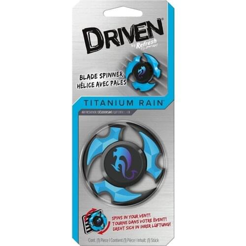 Driven Refresh Blade Spinner Vent Clip Car Air Freshener, Titanium Rain