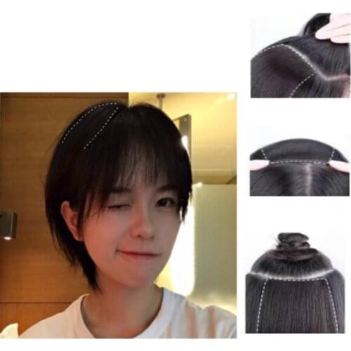 Women Wig Hair Pads Invisible Thicken Hair Human Hair Smooth Fluffy Hair Extension Clip Female Fake Hairpieces