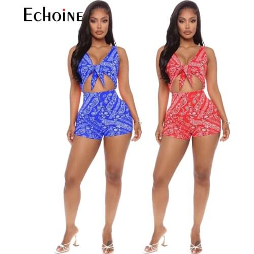 Echoine Summer Sexy Print sleeveless strapless Bodycon Women jumpsuit Beach Party Club Playsuits Short Pant Rompers