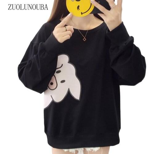 2020 Autumn Round Neck Cartoon Letter Printing Women Pullover Fashion Casual Loose Harajuku Thin Section All-match Ladies Tops