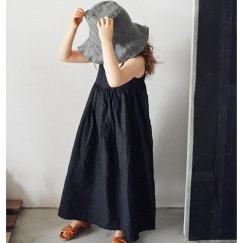 2-11 years 2020 Summer Baby Toddler Teen Girl Princess Dress Black Red Kids Beach Dresses For Girls Children Clothes