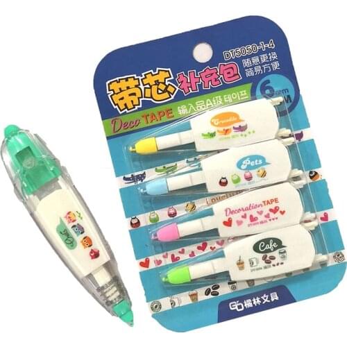 4pcs/Set Korea Creative Correction Tape Refill Pack Cute Sticker for Kids Cartoon Toys Learning Tool