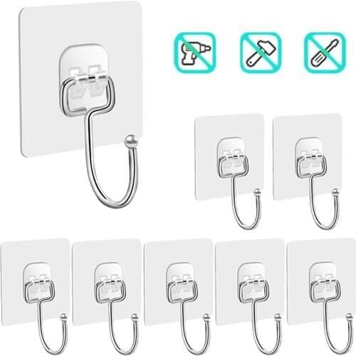 5 Pcs Hooks Self Adhesive Door Wall Hanger For Kitchen Bathroom Hooks Transparent Strong Hooks Suction Heavy Load Rack Sucker