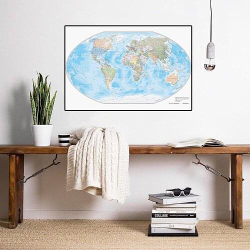 84*59cm The World Map Vintage Canvas Painting Modern Art Poster Wall Sticker Card Living Room Home Decoration Travel Supplies