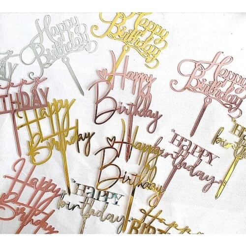 1Pc Acrylic Plastic Happy Birthday Cake Topper Decoration Party Accessories Cake Decorating Tools