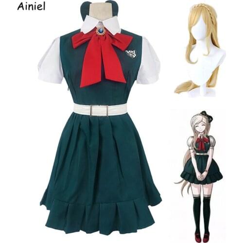 Anime Danganronpa 2 Cosplay Sonia Nevermind Costume Shirt Girls Princess Dress Uniform Outfits Wigs Hair Womens Clothing Gifts