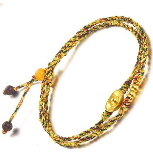 Authentic 24K Yellow Gold Bracelet Lucky Ingot Beads Beads Knitted Bracelet