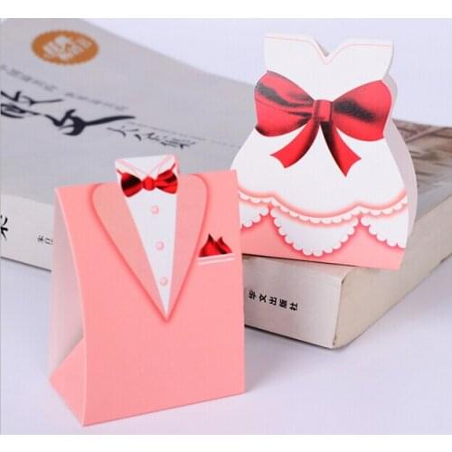 Free Shipping 100pcs/lot Wedding Favor Sweet Boxes Pink Color Bridegroom &Bride DIY Candy Box Wholesale Small Middle Large Size